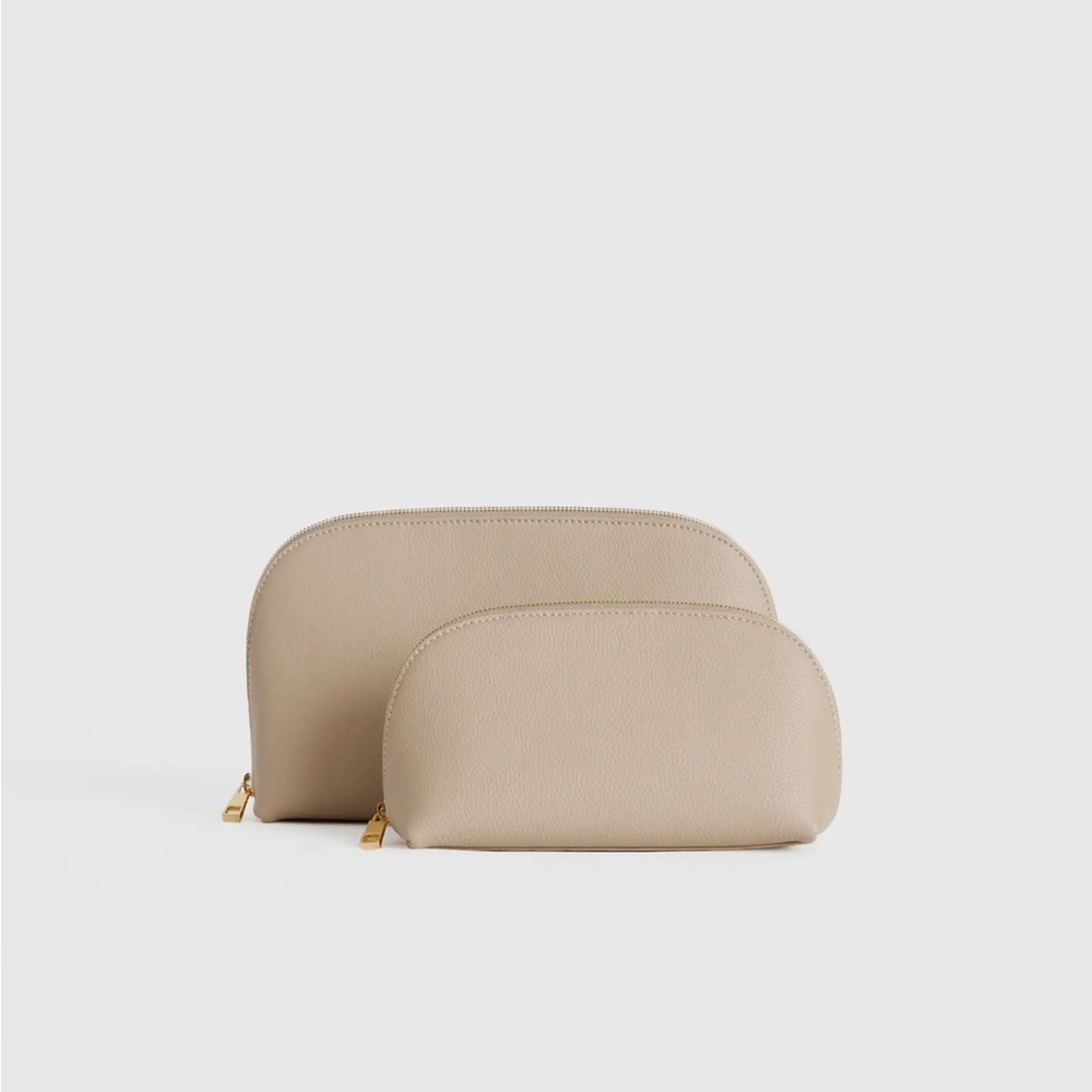 Quince Italian Leather Pouch Travel Set in Taupe (Sold Out)